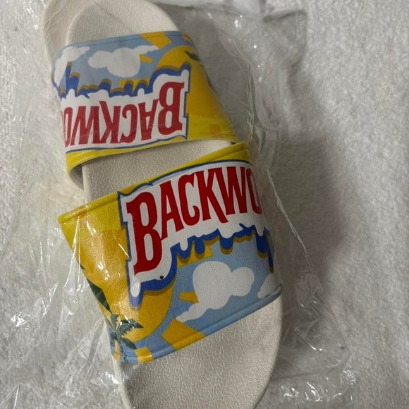Backwoods Slides Sandals – White/Yellow Sunset Print Size 11–12 (EU 44–45) - Picture 5 of 5